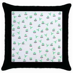 Cactus Pattern Throw Pillow Case (black) by ValentinaDesign