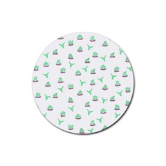 Cactus Pattern Rubber Coaster (round)  by ValentinaDesign