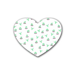 Cactus Pattern Rubber Coaster (heart)  by ValentinaDesign