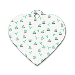 Cactus Pattern Dog Tag Heart (two Sides) by ValentinaDesign