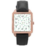 Cactus pattern Rose Gold Leather Watch  Front