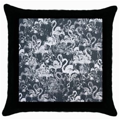 Flamingo Pattern Throw Pillow Case (black) by ValentinaDesign