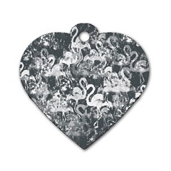 Flamingo Pattern Dog Tag Heart (one Side) by ValentinaDesign