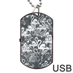 Flamingo Pattern Dog Tag Usb Flash (two Sides) by ValentinaDesign