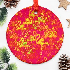 Flamingo Pattern Ornament (round) by ValentinaDesign