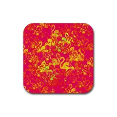 Flamingo Pattern Rubber Coaster (square)  by ValentinaDesign