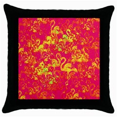 Flamingo Pattern Throw Pillow Case (black) by ValentinaDesign