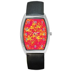 Flamingo Pattern Barrel Style Metal Watch by ValentinaDesign