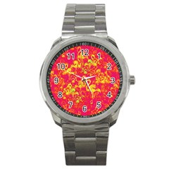 Flamingo Pattern Sport Metal Watch by ValentinaDesign