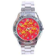 Flamingo Pattern Stainless Steel Analogue Watch by ValentinaDesign