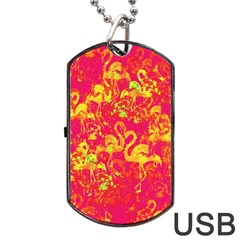 Flamingo Pattern Dog Tag Usb Flash (one Side) by ValentinaDesign