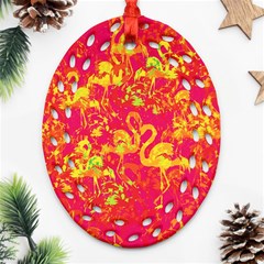 Flamingo Pattern Ornament (oval Filigree) by ValentinaDesign