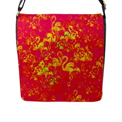 Flamingo Pattern Flap Messenger Bag (l)  by ValentinaDesign