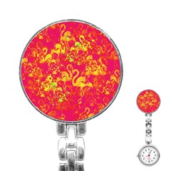 Flamingo Pattern Stainless Steel Nurses Watch by ValentinaDesign