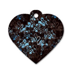 Flamingo Pattern Dog Tag Heart (one Side) by ValentinaDesign