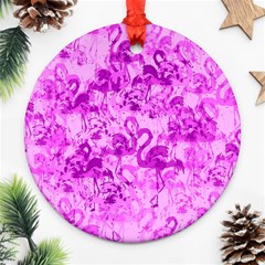 Flamingo Pattern Ornament (round) by ValentinaDesign