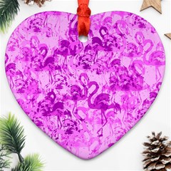 Flamingo Pattern Ornament (heart) by ValentinaDesign