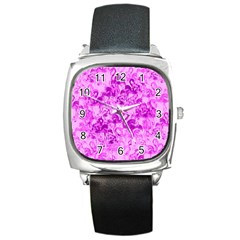 Flamingo Pattern Square Metal Watch by ValentinaDesign