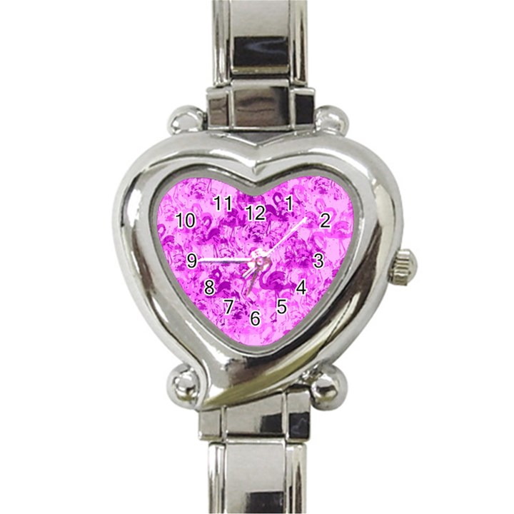 Flamingo pattern Heart Italian Charm Watch