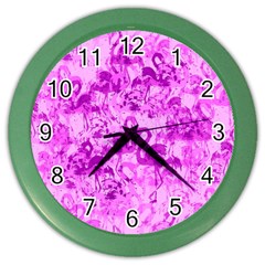 Flamingo Pattern Color Wall Clocks by ValentinaDesign