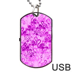 Flamingo Pattern Dog Tag Usb Flash (two Sides) by ValentinaDesign