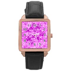 Flamingo Pattern Rose Gold Leather Watch  by ValentinaDesign