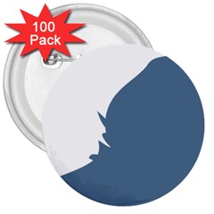 Blue White Hill 3  Buttons (100 Pack) 