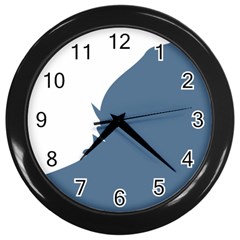 Blue White Hill Wall Clocks (black)