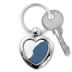 Blue White Hill Key Chains (heart)  by Mariart