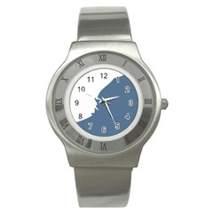 Blue White Hill Stainless Steel Watch