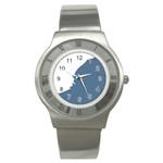 Blue White Hill Stainless Steel Watch Front