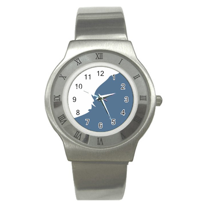 Blue White Hill Stainless Steel Watch