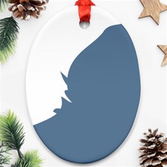 Blue White Hill Oval Ornament (two Sides)