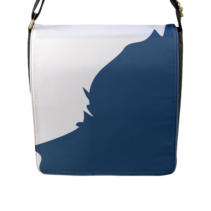 Blue White Hill Flap Messenger Bag (L) 