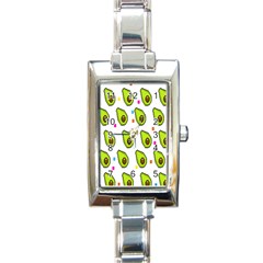 Avocado Seeds Green Fruit Plaid Rectangle Italian Charm Watch