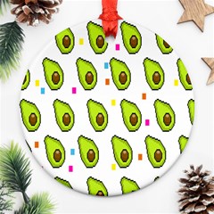 Avocado Seeds Green Fruit Plaid Ornament (round)