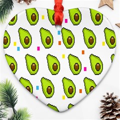 Avocado Seeds Green Fruit Plaid Ornament (heart)