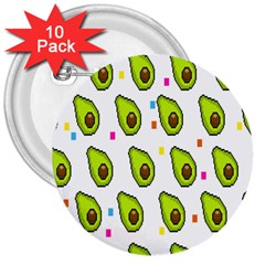 Avocado Seeds Green Fruit Plaid 3  Buttons (10 Pack) 