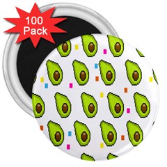 Avocado Seeds Green Fruit Plaid 3  Magnets (100 Pack) by Mariart