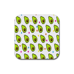 Avocado Seeds Green Fruit Plaid Rubber Coaster (square) 