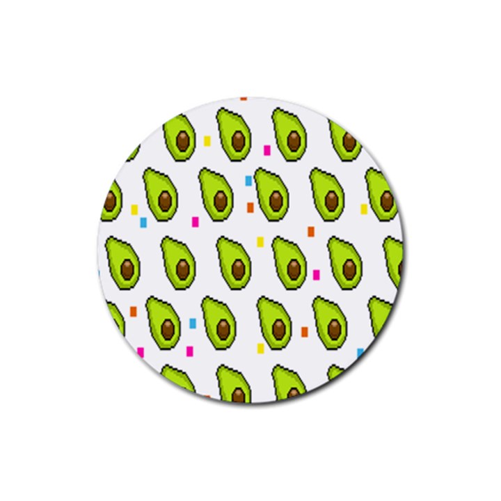 Avocado Seeds Green Fruit Plaid Rubber Coaster (Round) 