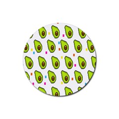 Avocado Seeds Green Fruit Plaid Rubber Round Coaster (4 Pack)  by Mariart