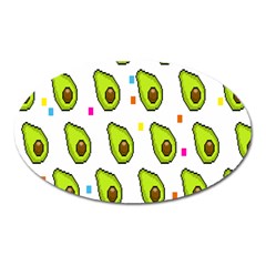 Avocado Seeds Green Fruit Plaid Oval Magnet by Mariart