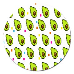 Avocado Seeds Green Fruit Plaid Magnet 5  (round) by Mariart