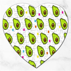 Avocado Seeds Green Fruit Plaid Jigsaw Puzzle (heart) by Mariart