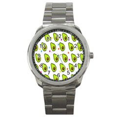 Avocado Seeds Green Fruit Plaid Sport Metal Watch by Mariart