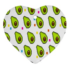 Avocado Seeds Green Fruit Plaid Heart Ornament (two Sides) by Mariart