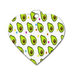 Avocado Seeds Green Fruit Plaid Dog Tag Heart (one Side)