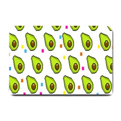 Avocado Seeds Green Fruit Plaid Small Doormat  by Mariart