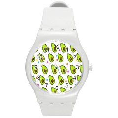 Avocado Seeds Green Fruit Plaid Round Plastic Sport Watch (m) by Mariart